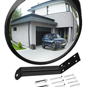 ovsor Convex Mirror Outdoor for Garage and Traffic Driveway Park Assistant, 12 in Security Mirror with Adjustable Fixing Bracket Indoor and Outdoor