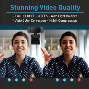 Macally 1080P Webcam with Microphone - Stay Connected Virtually - 120° Wide Angle HD 30FPS USB Computer Camera for Desktop - Web Cam for Streaming, Meetings, Skype, Zoom, PC, Laptop, Mac, Face Time