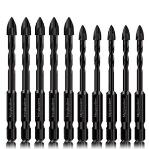 mgtgbao 6mm and 8mm masonry drill bits, 10pc concrete drill bit set for tile,brick, plastic and wood,tungsten carbide tip best for wall mirror and ceramic tile 6mm(1/4”), 8mm (5/16”)