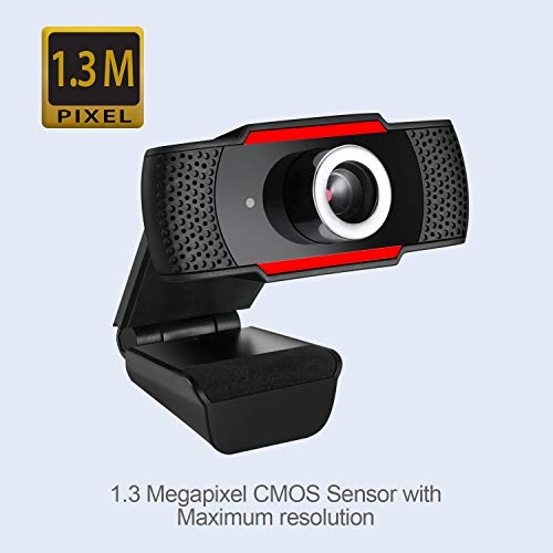 Adesso CyberTrack H3 Webcam 1.2 Megapixel 30 fps USB 2.0 1280x720 Video CMOS Sensor Manual-Focus Microphone for PC & Laptop, Black