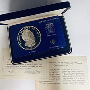 PA 1976 Republic of Panama Proof Coins Simon Bolivar .925 Silver Box & COA Proof
