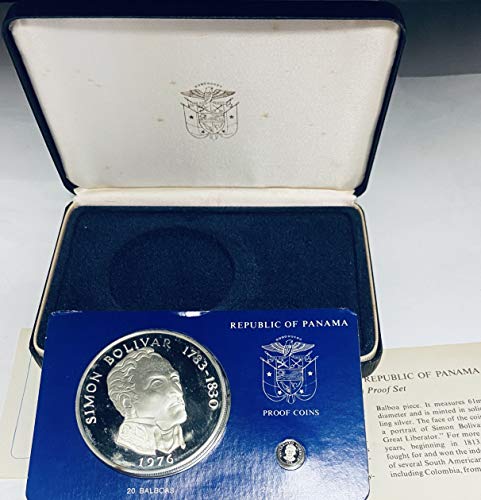 PA 1976 Republic of Panama Proof Coins Simon Bolivar .925 Silver Box & COA Proof