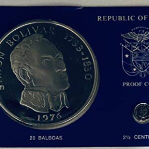 PA 1976 Republic of Panama Proof Coins Simon Bolivar .925 Silver Box & COA Proof