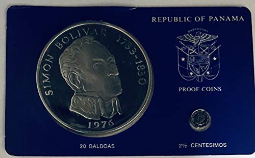 PA 1976 Republic of Panama Proof Coins Simon Bolivar .925 Silver Box & COA Proof