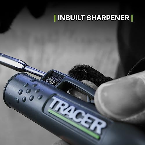 TRACER Deep Hole Construction Pencil with TRACER Site Holster. Extendable 2B Carpenter Pencil with Inbuilt Carpenter Pencil Sharpener