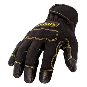 dewalt short cuff durable welding and fabricator gloves, abrasion-resistant leather palm, constructed of fire-resistant materials, kevlar stitching, knuckle guard, large