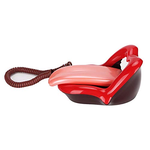 Large Tongue Landline,WX-3203# No Caller ID Red Large Tongue Shape Desktop Telephone Support Number Storage/Dialing Pause/Redial,Fashionable Home Decoration Phone