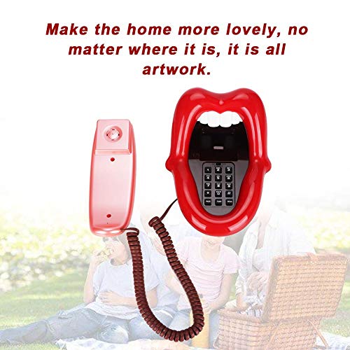 Large Tongue Landline,WX-3203# No Caller ID Red Large Tongue Shape Desktop Telephone Support Number Storage/Dialing Pause/Redial,Fashionable Home Decoration Phone