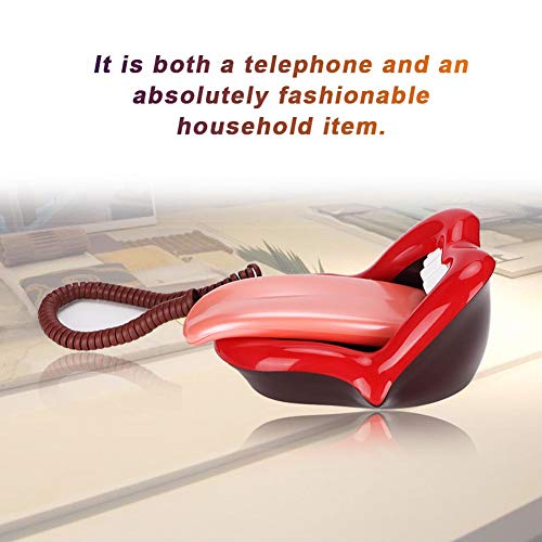 Large Tongue Landline,WX-3203# No Caller ID Red Large Tongue Shape Desktop Telephone Support Number Storage/Dialing Pause/Redial,Fashionable Home Decoration Phone
