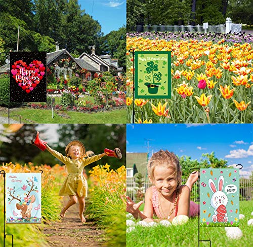 Seasonal Garden Flags Set of 12 Double Sided Burlap 12.5 x 18 Inch Valentine House Flag Garden Flags for OutsideNew Year Garden Flag Valentine Garden Flag st Patrick Flag for Outdoor Decorations Flags