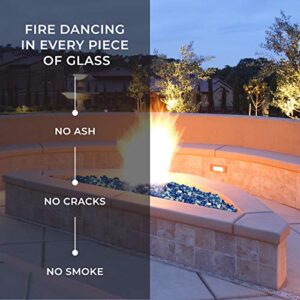 Outland Living Tempered Fire Glass Rocks 1/2 inch | Fire Pit Pellets for Indoor and Outdoor Natural or Propane Fireplaces, Fire Bowls | 10 Pound Jar (Marina Mix)