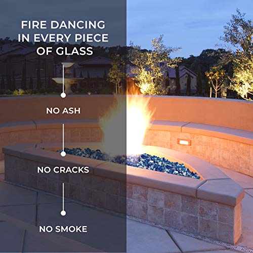 Outland Living Tempered Fire Glass Rocks 1/2 inch | Fire Pit Pellets for Indoor and Outdoor Natural or Propane Fireplaces, Fire Bowls | 10 Pound Jar (Marina Mix)