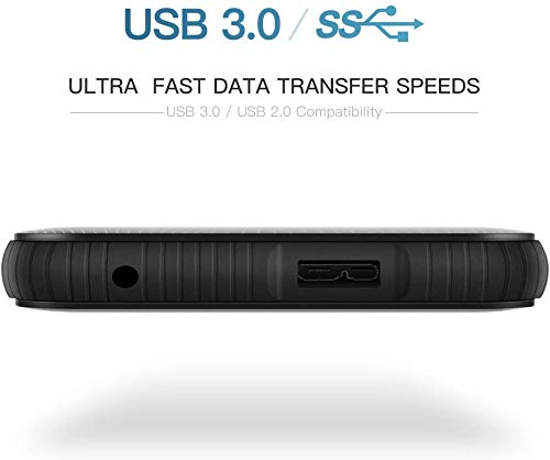 Cirago 500GB Slim External Portable Hard Drive, Drop Shock HDD- USB 3.0 for PC, Mac, Desktop, Laptop, MacBook, Chromebook, Xbox One, Xbox 360, PS4 (Black)