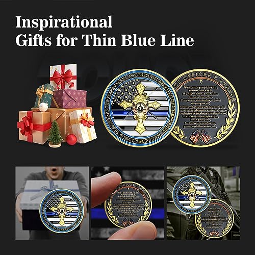 US Police Officers Thin Blue Line Flag Law Enforcement Cross Challenge Coin Gift