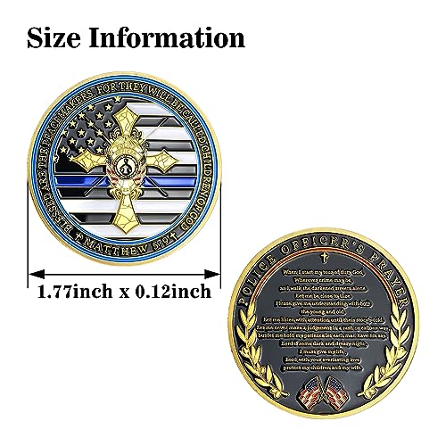 US Police Officers Thin Blue Line Flag Law Enforcement Cross Challenge Coin Gift