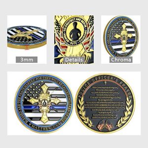 US Police Officers Thin Blue Line Flag Law Enforcement Cross Challenge Coin Gift