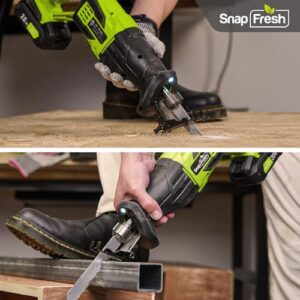 Reciprocating Saw - SnapFresh Cordless Reciprocating Saw for Woods Metal Plastic Cutting, 0-3000 SPM Powerful Motor Reciprocating Saw, Lightweight Cordless Design, Battery-powered