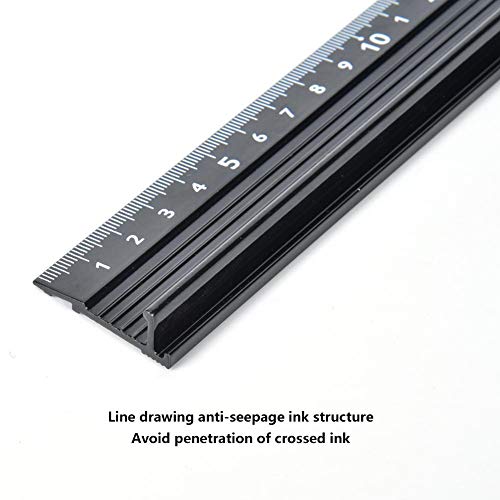 L-Type Cutting Ruler Aluminum Alloy Metal Craft Safety Ruler Measurement Drafting Tool with Rubber Strip for Measuring Leather (L-Type 30cm)