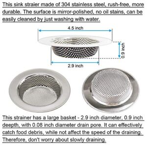 Seatery 4PCS Kitchen Sink Stopper Strainer, 6 Inch Round Large Silicone Sink Drain Cover Plug, Water Stopper, 4.5 Inch Stainless Steel Sink Strainer, Food Scraps Catcher for Kitchen