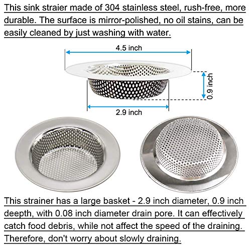 Seatery 4PCS Kitchen Sink Stopper Strainer, 6 Inch Round Large Silicone Sink Drain Cover Plug, Water Stopper, 4.5 Inch Stainless Steel Sink Strainer, Food Scraps Catcher for Kitchen