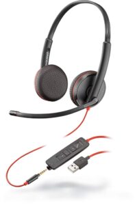 plantronics - blackwire 3225 usb-a wired headset - dual-ear (stereo) with boom mic - connect to pc/mac via usb-a or mobile/tablet via 3.5 mm connector - works with teams, zoom & more