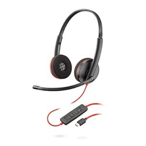 plantronics blackwire c3210 headset noise cancelling soundguard and flexible microphone arm - black