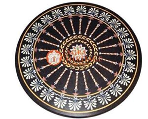 38" inches marble top dining table handicraft inlay design decor furniture