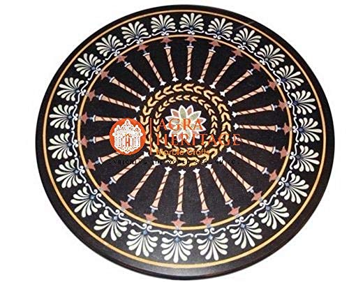 38" Inches Marble Top Dining Table Handicraft Inlay Design Decor Furniture