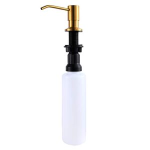 tinago built in soap dispenser for kitchen sink with 17oz bottle, stainless steel brushed gold stand hand pump head