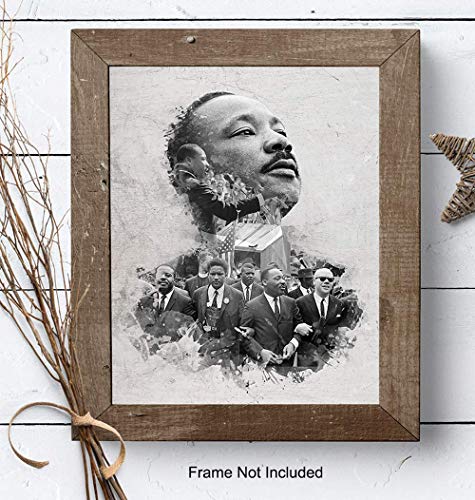 Dr Martin Luther King, MLK, Civil Rights Art - African American Wall Decor, Decoration for Living Room, Bedroom, Office - Gift for Black History Month - UNFRAMED Black Lives Matter Poster Print Photo