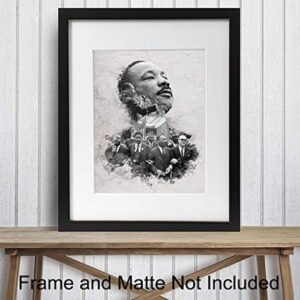 Dr Martin Luther King, MLK, Civil Rights Art - African American Wall Decor, Decoration for Living Room, Bedroom, Office - Gift for Black History Month - UNFRAMED Black Lives Matter Poster Print Photo