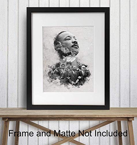 Dr Martin Luther King, MLK, Civil Rights Art - African American Wall Decor, Decoration for Living Room, Bedroom, Office - Gift for Black History Month - UNFRAMED Black Lives Matter Poster Print Photo