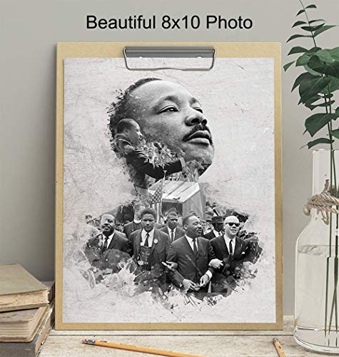 Dr Martin Luther King, MLK, Civil Rights Art - African American Wall Decor, Decoration for Living Room, Bedroom, Office - Gift for Black History Month - UNFRAMED Black Lives Matter Poster Print Photo