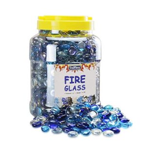 Uniflasy Blended Fire Glass Rocks Beads for Outdoors and Indoors Propane Firepit, 1/2 Inch Fire Glass for Natural or Propane Fireplace, 10 Pounds Fire Glass Round Bead Stones for Outside Fire Table