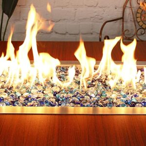Uniflasy Blended Fire Glass Rocks Beads for Outdoors and Indoors Propane Firepit, 1/2 Inch Fire Glass for Natural or Propane Fireplace, 10 Pounds Fire Glass Round Bead Stones for Outside Fire Table