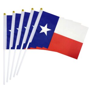 lovevc texas state flag small mini texas stick flags,25 pack