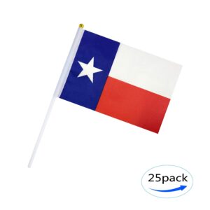 LoveVC Texas State Flag Small Mini Texas Stick Flags,25 Pack