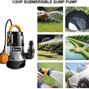 DEKO 400W 1/2HP Sump Pump 1981GPH Submersible Pump Clean/Dirty Water Pump Swimming Pool Garden Tub Pond Flood Drain w/Float Switch and Long 16ft Cable