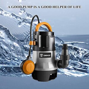 DEKO 400W 1/2HP Sump Pump 1981GPH Submersible Pump Clean/Dirty Water Pump Swimming Pool Garden Tub Pond Flood Drain w/Float Switch and Long 16ft Cable