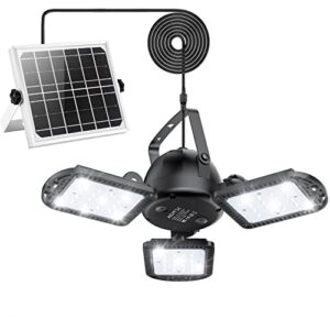agptek solar pendant light outdoor indoor, solar powered shed light with usb charging and remote for home garage barn gazebo patio porch storage room