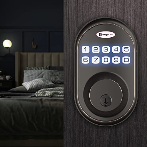 OrangeLion Keyless Entry Deadbolt Lock, Electronic Keypad Door Lock, Auto Lock, 1 Touch Locking, 20 User Codes, Easy to Install, Oil Rubbed Bronze