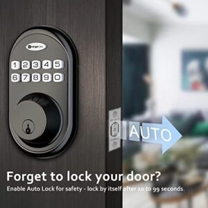 OrangeLion Keyless Entry Deadbolt Lock, Electronic Keypad Door Lock, Auto Lock, 1 Touch Locking, 20 User Codes, Easy to Install, Oil Rubbed Bronze