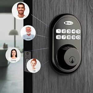 OrangeLion Keyless Entry Deadbolt Lock, Electronic Keypad Door Lock, Auto Lock, 1 Touch Locking, 20 User Codes, Easy to Install, Oil Rubbed Bronze