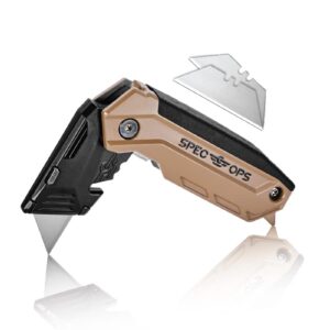 Spec Ops Tools Folding Utility Knife,Includes 3 Blades in Handle Storage, 3% Donated to Veterans