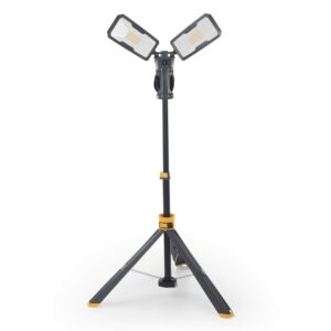 【upgraded】lutec 6290max 11000 lumen 92w dimmable led work light with telescoping tripod, adjustable color temperature dual-head work light with stand and 8 ft 3-prong power cord