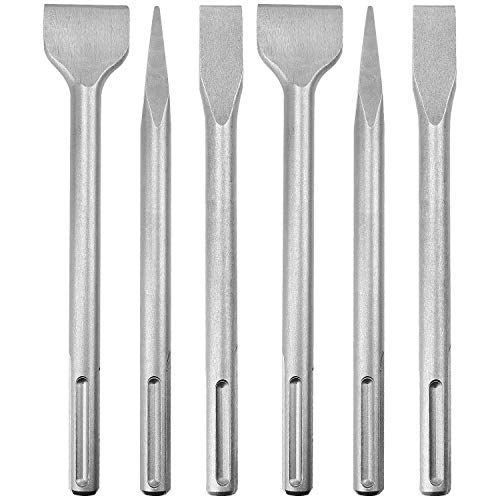 6-Piece SDS Max Chisel Set, CertBuy Concrete Drill Bit Set Rotary Hammer Bits Chisel Set Including Point Chisel, Flat Chisel and Scaling Chisel