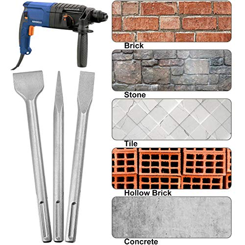 6-Piece SDS Max Chisel Set, CertBuy Concrete Drill Bit Set Rotary Hammer Bits Chisel Set Including Point Chisel, Flat Chisel and Scaling Chisel