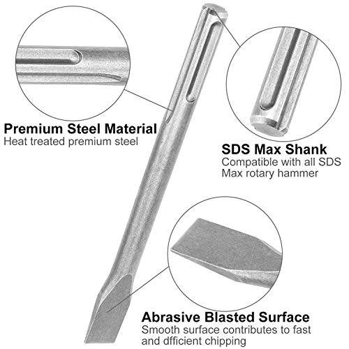 6-Piece SDS Max Chisel Set, CertBuy Concrete Drill Bit Set Rotary Hammer Bits Chisel Set Including Point Chisel, Flat Chisel and Scaling Chisel