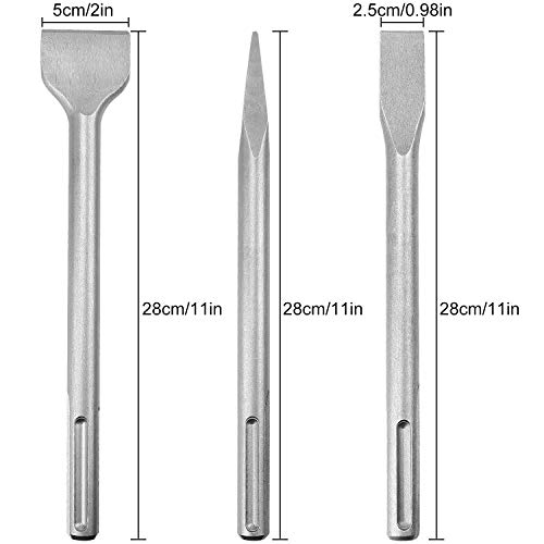 6-Piece SDS Max Chisel Set, CertBuy Concrete Drill Bit Set Rotary Hammer Bits Chisel Set Including Point Chisel, Flat Chisel and Scaling Chisel