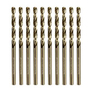 1/8 inch cobalt drill bits - set of 10 pcs, baidets m35 high speed steel jobber drill bits, twist drill bits set for hard metal, stainless steel, cast iron, plastic and wood